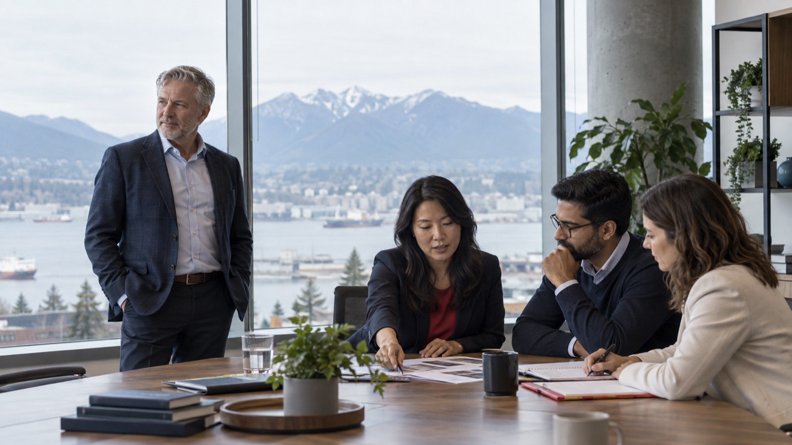 Vancouver business owner observing a leadership team lead a planning discussion