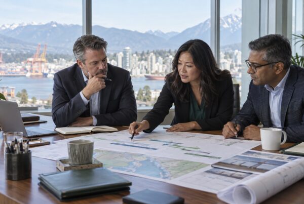 Business capacity planning session with Vancouver leaders reviewing cash flow and several large customer orders